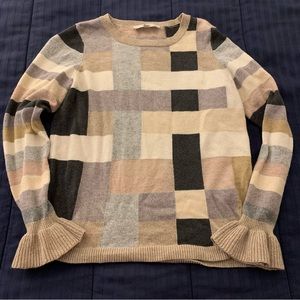 Loft Multicolored Squares Sweater Size Small
